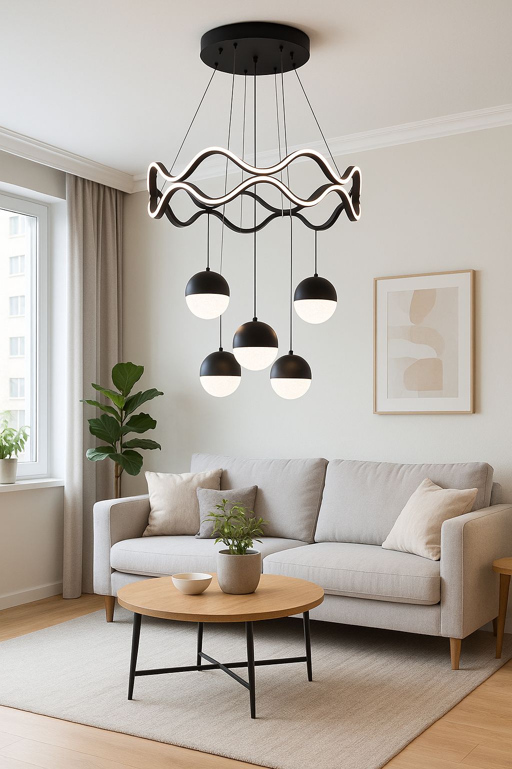 1050 - 2Li Taç 5 Top Led Avize