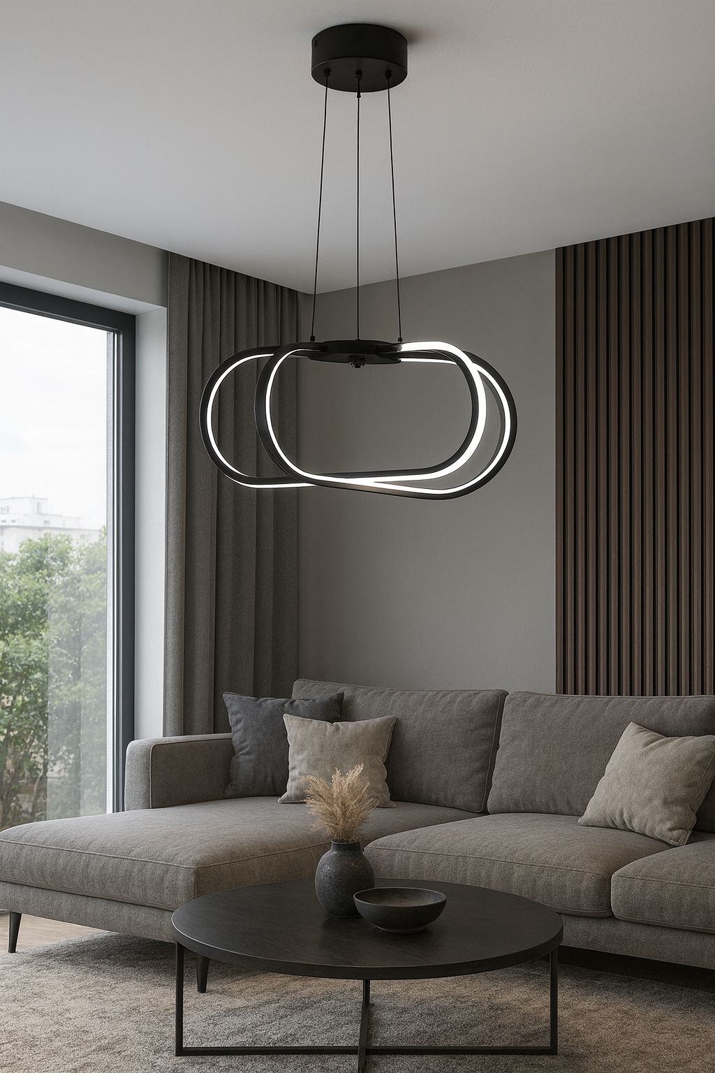 1074 - Oval 3lü İç İçe Led Avize