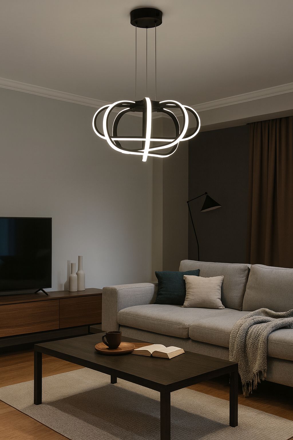 1074 - Oval 4lü İç İçe Led Avize