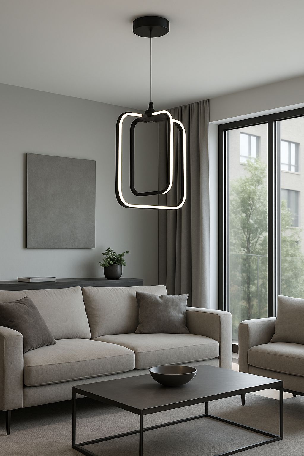 1075 - Kare Büyük Led Avize