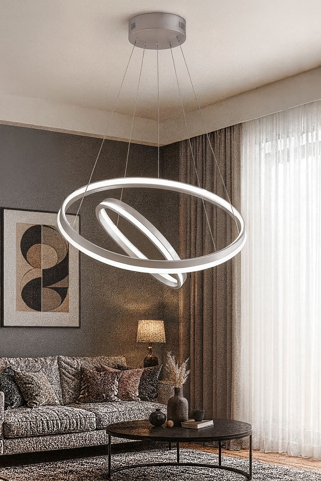 203 - Halka 2li 3 Kanal Led Avize