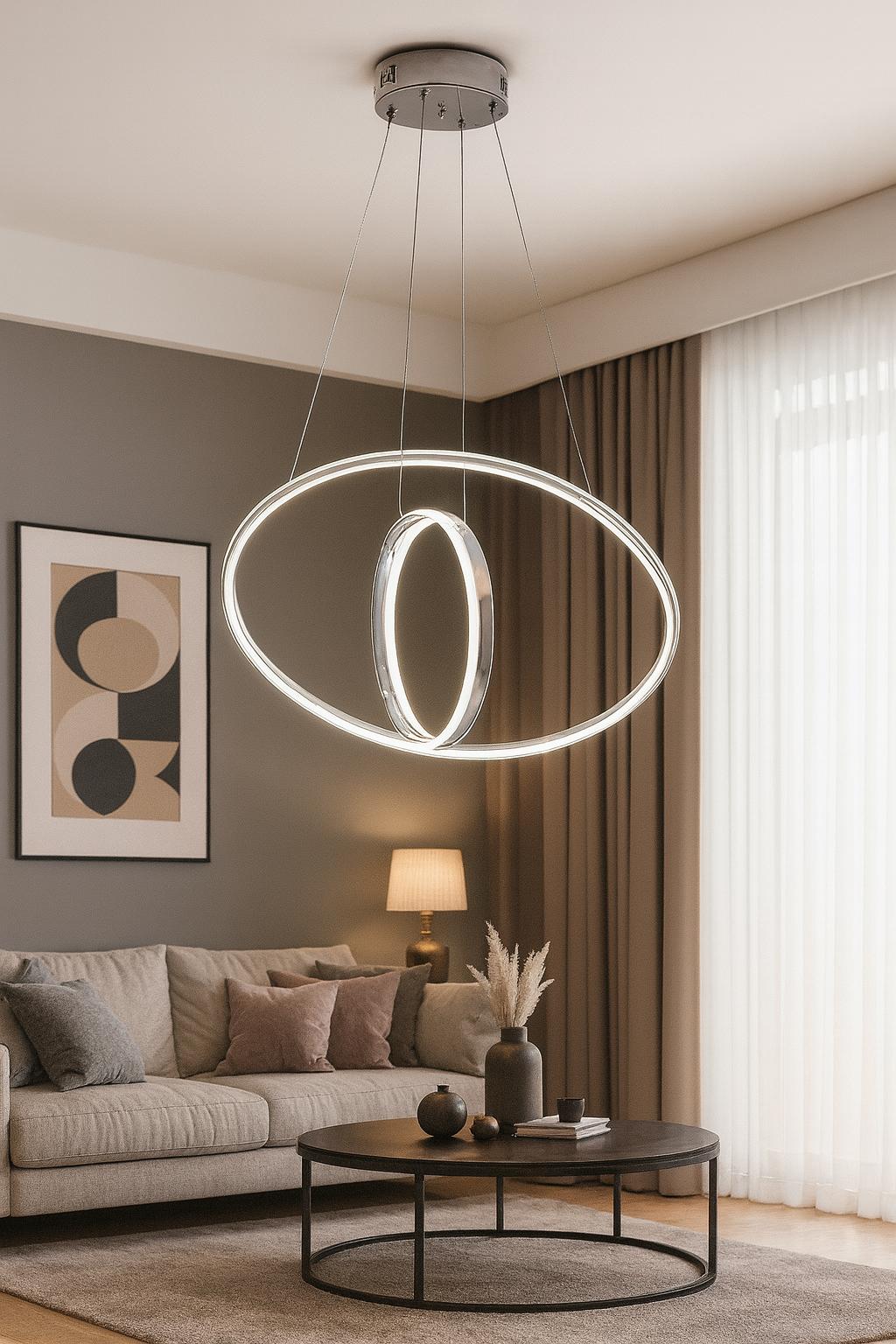 204 - Halka 2li 3 Kanal Dik Led Avize