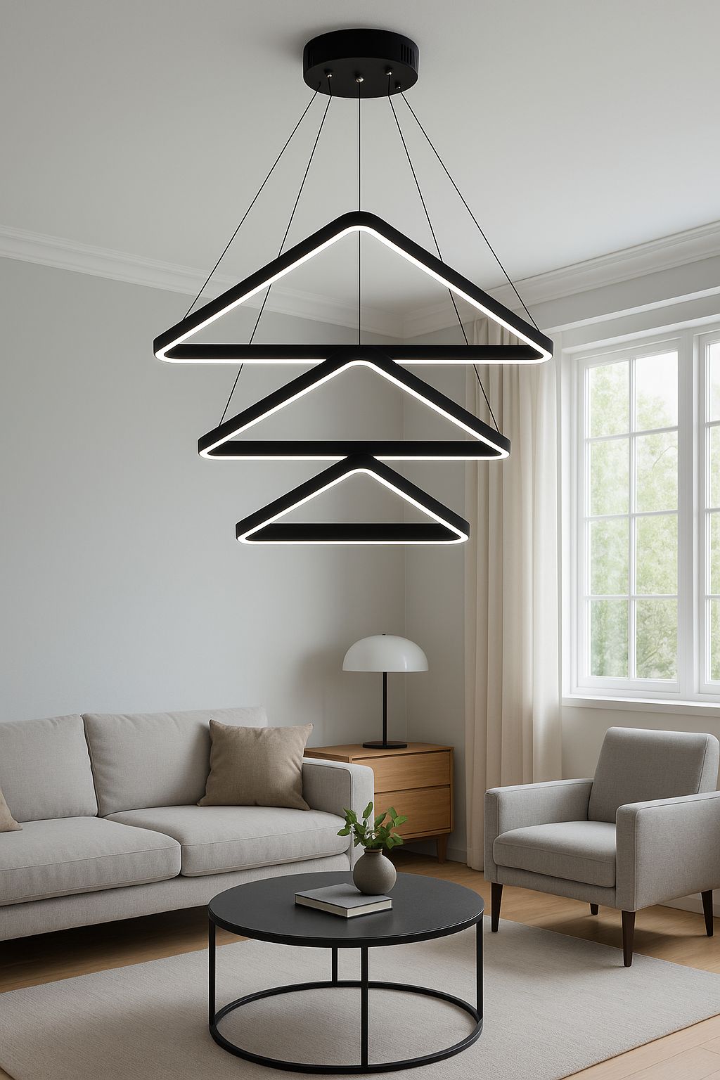 303 - Üçgen 3lü Led Avize