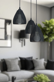 Siyah 3'lü  Baklava Dilim Avize