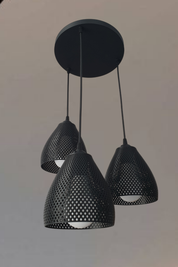 Siyah 3'lü  Baklava Dilim Avize