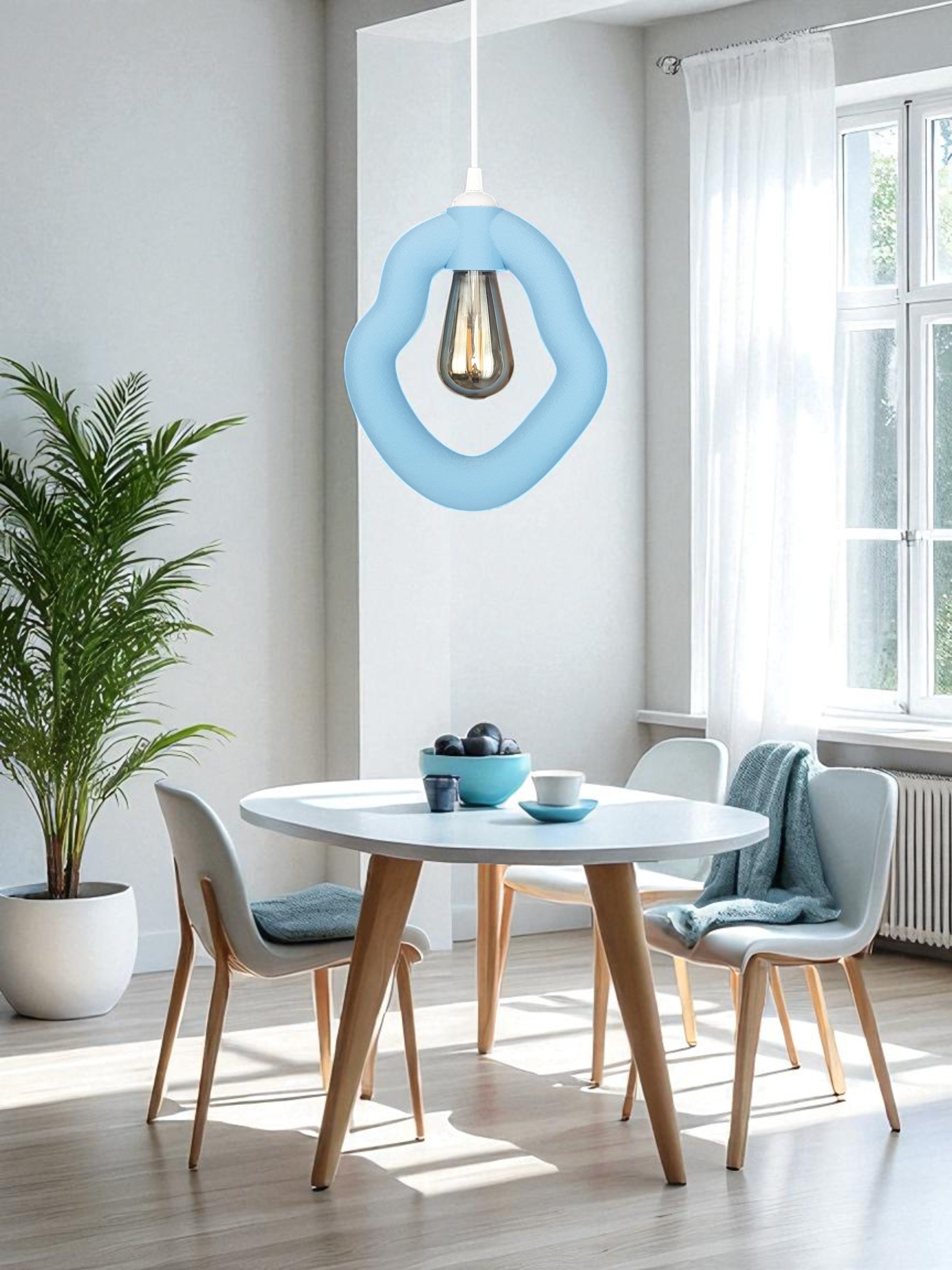 Bohem Beton Görünümlü Avize (Pastel Mavi)