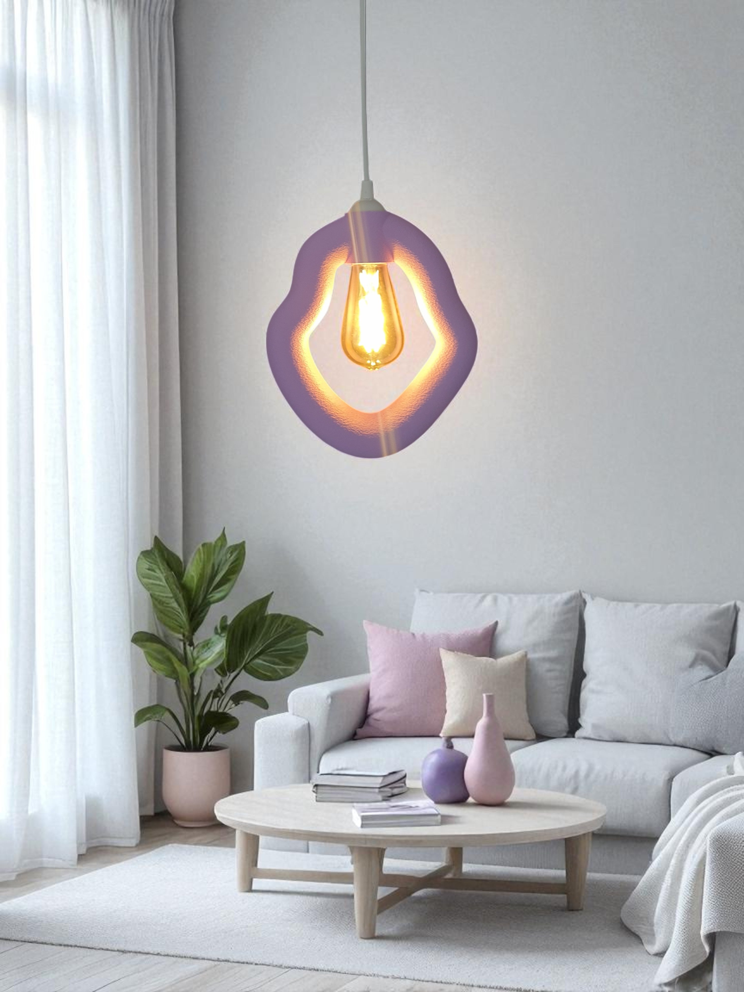 Bohem Beton Görünümlü Avize (Mor)