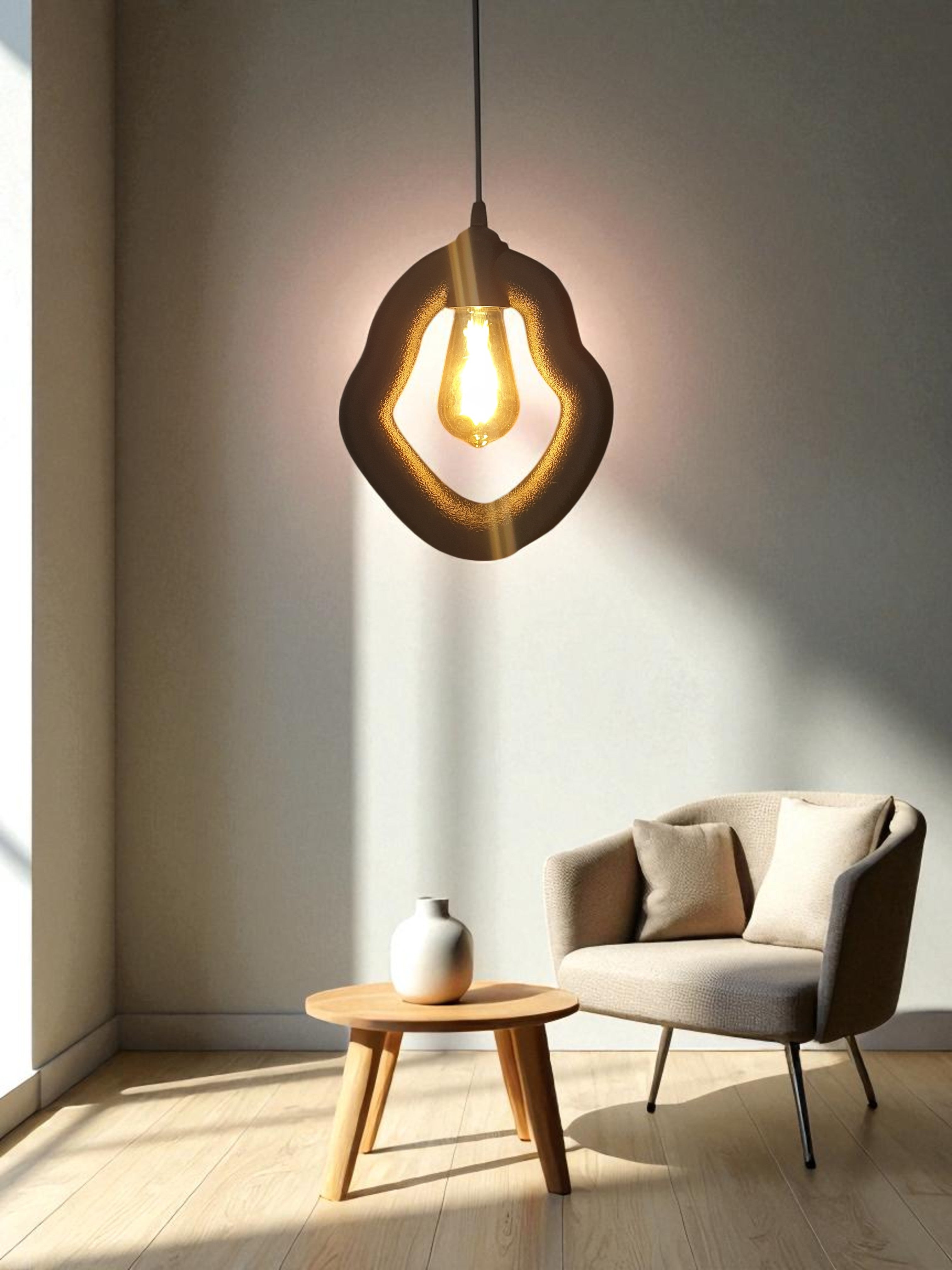 Bohem Beton Görünümlü Avize (Siyah)